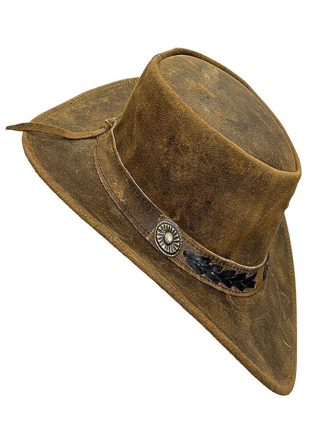SHAMROCK Leather Cowboy Hat for Men Women Lightweight Handcrafted Western Shapeable Wide Brim | Western Hats for Men (US, Alpha, X-Large, Tan Brown) - Image 1