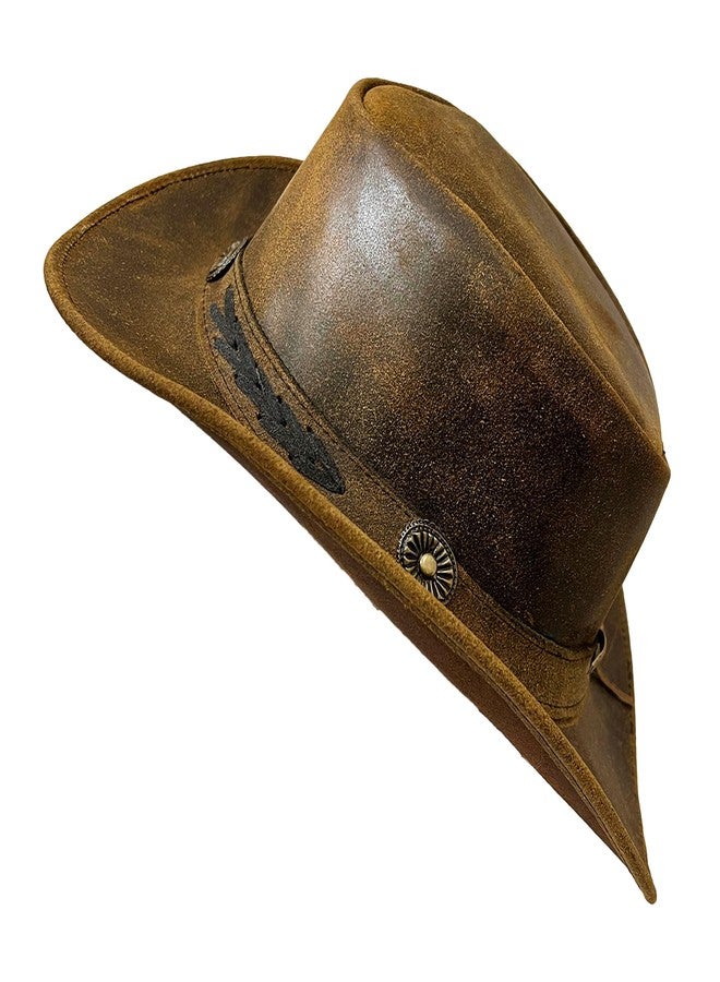 SHAMROCK Leather Cowboy Hat for Men Women Lightweight Handcrafted Western Shapeable Wide Brim | Western Hats for Men (US, Alpha, X-Large, Tan Brown) - Image 4