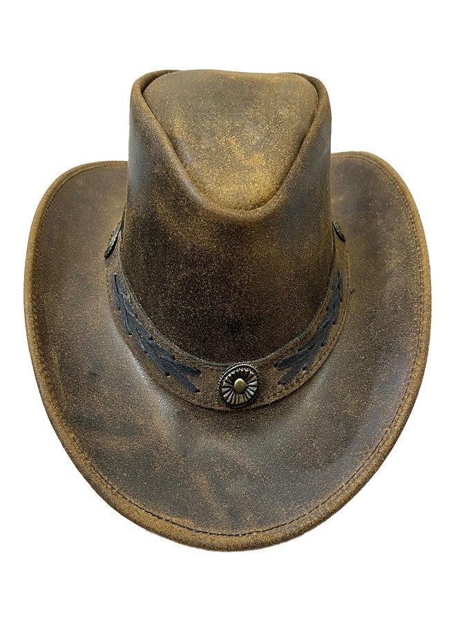 SHAMROCK Leather Cowboy Hat for Men Women Lightweight Handcrafted Western Shapeable Wide Brim | Western Hats for Men (US, Alpha, X-Large, Tan Brown) - Image 2