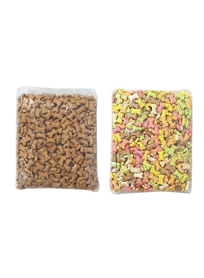 مجموعة من البسكويت والوجبات الخفيفة للكلاب، بروتين وبسكويت متعدد الحبوب (مزيج من النكهات + نكهة الدجاج) - 1 كجم + 1 كجم - Image 1