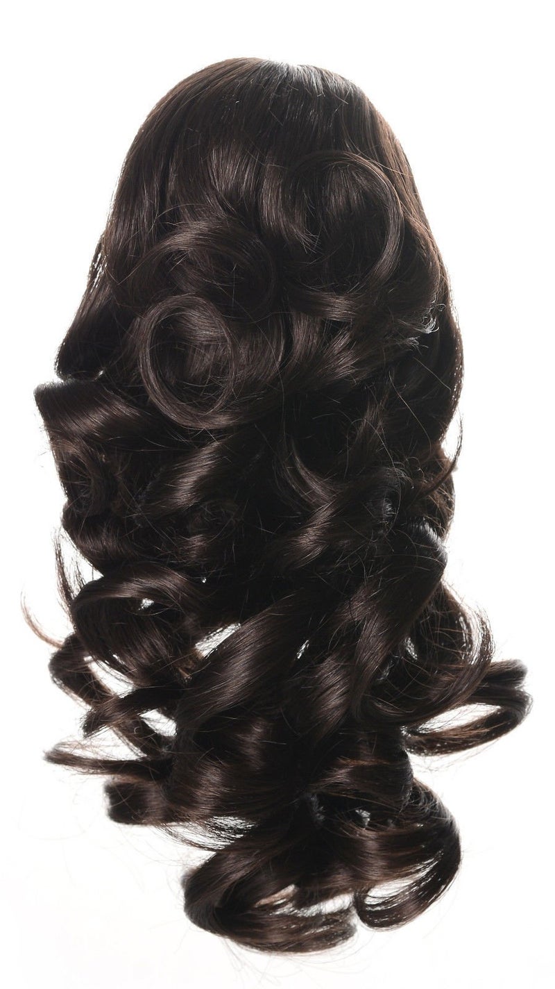 Onedor 12 Synthetic Fiber Natural Textured Curly Ponytail Clip InOn Hair Extension Hairpiece 6 Chestnut Brown
