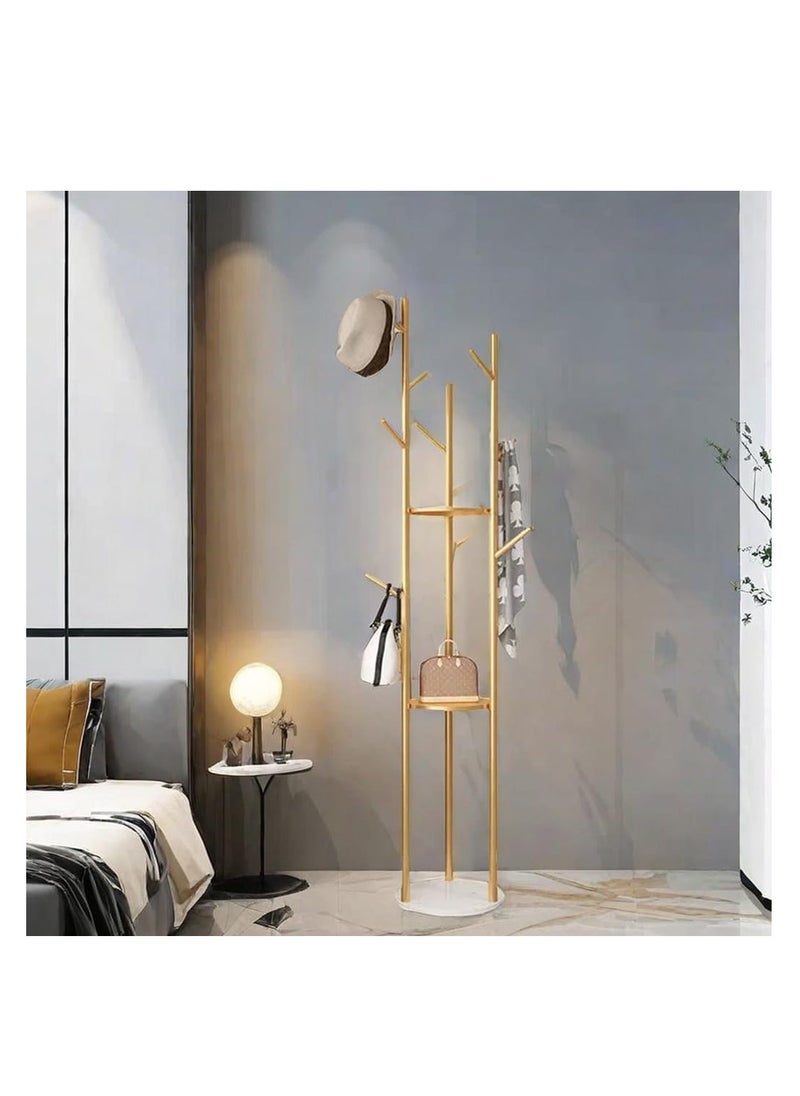 Arabest Coat Rack Stand, Rotary Coat Rack Freestanding with 3 Tier Storage Shelf 8 Hooks Hall Tree Standing Large Space for Hanging Hats Scarves Handbags Placing Books Plants  - Image 3