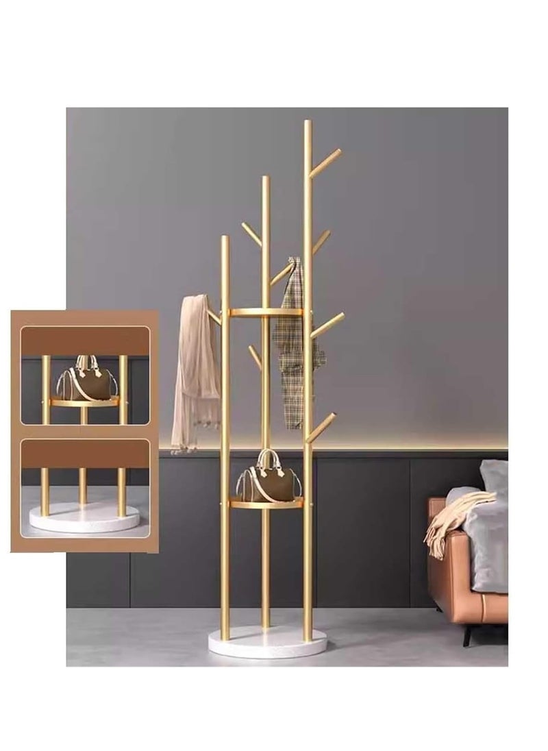 Arabest Coat Rack Stand, Rotary Coat Rack Freestanding with 3 Tier Storage Shelf 8 Hooks Hall Tree Standing Large Space for Hanging Hats Scarves Handbags Placing Books Plants  - Image 4