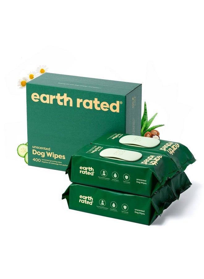 إيرث ريتد مناديل العناية بالحيوانات الأليفة من Earth Rated للكلاب والقطط، مضادة للحساسية، تنظيف وترطيب، للكفوف والجسم والأرداف، بدون رائحة، 400 منديل - Image 1