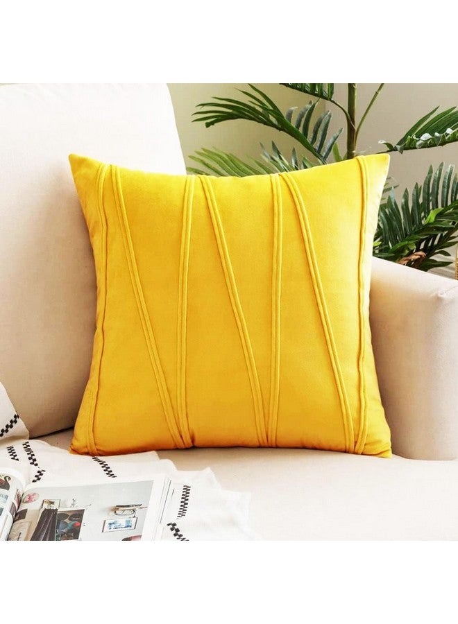 Khooti Khooti Velvet 200 TC Cushion Cover Pack Of 1-20"X20"/51X51 Cm-Orange Yellow-Soft Pillow Covers Cushion Case For Sofa Bedroom Living room Chair Car, Cushion Cover With Random Zig Zag Pattern - Image 1