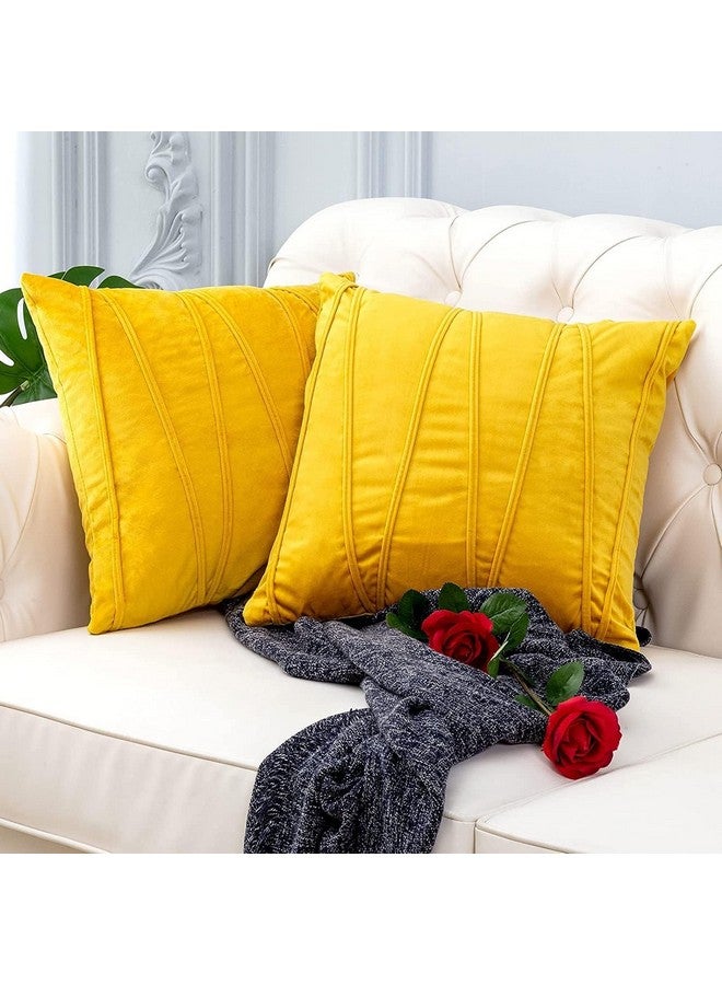 Khooti Khooti Velvet 200 TC Cushion Cover Pack Of 1-20"X20"/51X51 Cm-Orange Yellow-Soft Pillow Covers Cushion Case For Sofa Bedroom Living room Chair Car, Cushion Cover With Random Zig Zag Pattern - Image 2