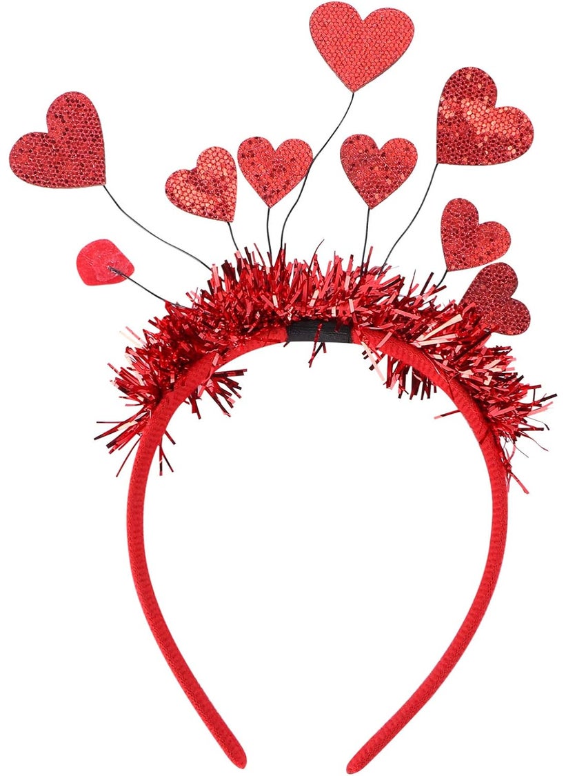 Beaupretty - Beaupretty Heart Headband with 9 Sequin Red Love- shaped Heart Hair Hoops Party Hair Accessoires for Holiday Festival Wedding - Image 1