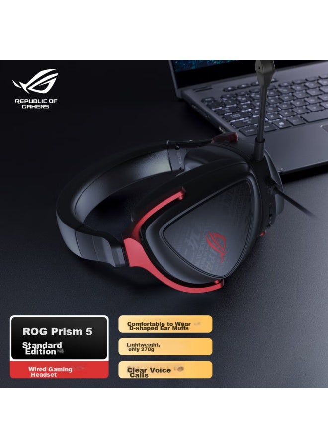 Rog Prism S Standard Gaming Headset, Over-ear Headphones, 7.1 Surround Sound, Wired With No Delay, 3.5mm Connection, Rog Mobile Phone Earphones - Image 1