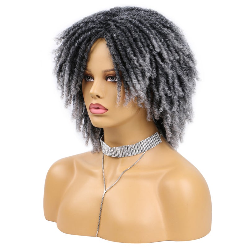 Short Dreadlock Wig 6-Inch Grey: Authentic Realistic Soft Synthetic Hair - Adjustable Breathable Net Cap for Daily Wear Special Occasions Men Women - Image 1