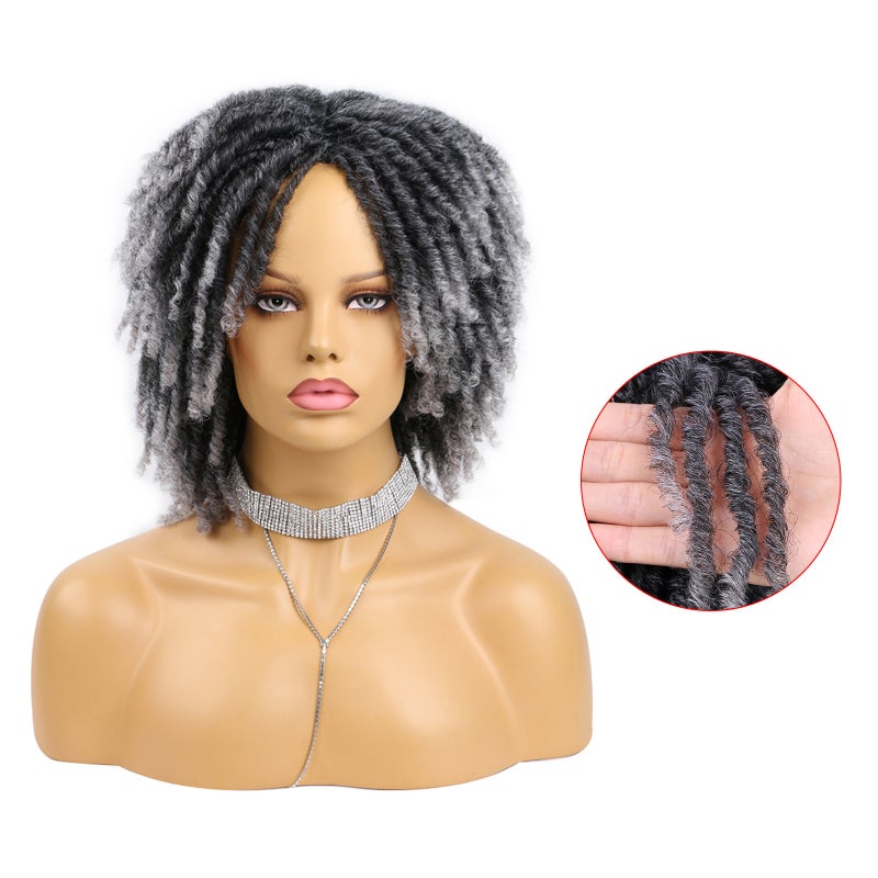 Short Dreadlock Wig 6-Inch Grey: Authentic Realistic Soft Synthetic Hair - Adjustable Breathable Net Cap for Daily Wear Special Occasions Men Women - Image 3