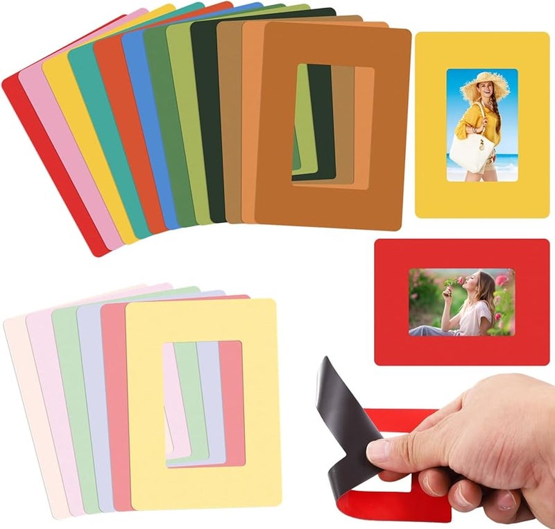 60 Assorted Color Picture Frame Sleeves 4.5x3.3 Inch Reusable for Refrigerator Locker Display - Image 1