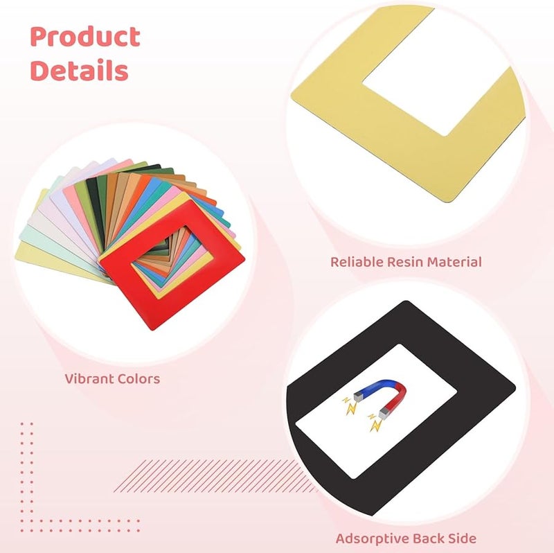 60 Assorted Color Picture Frame Sleeves 4.5x3.3 Inch Reusable for Refrigerator Locker Display - Image 3