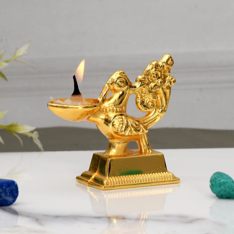 JAIPUR ACE JAIPUR ACE Brass Peacock Table Diya Peapcock Design DiyaDeepak for Home Pooja Puja Mandir Temple Decor  - Image 1