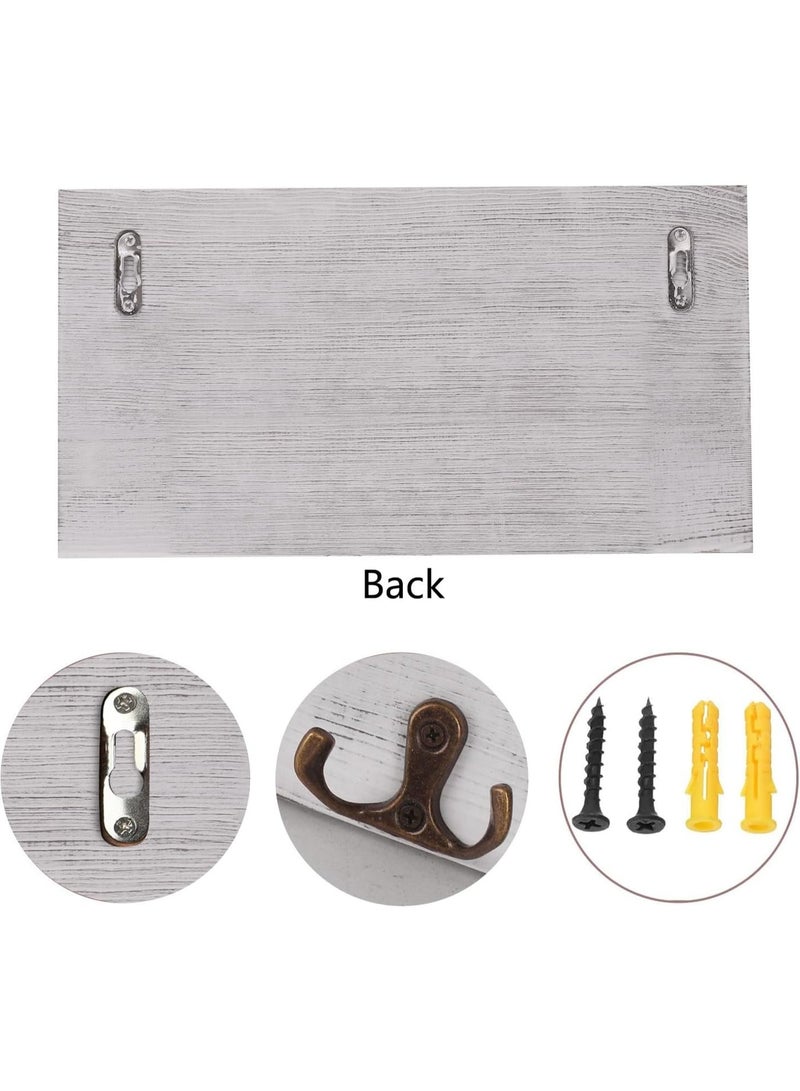 Gocokia Mail and Key Holder for Wall Decorative, Wooden Mail Organizer with 4 Double Key Hooks, Wall Mounted Key Hangers with Mailbox, Home Decor for Entryway (White) - Image 4