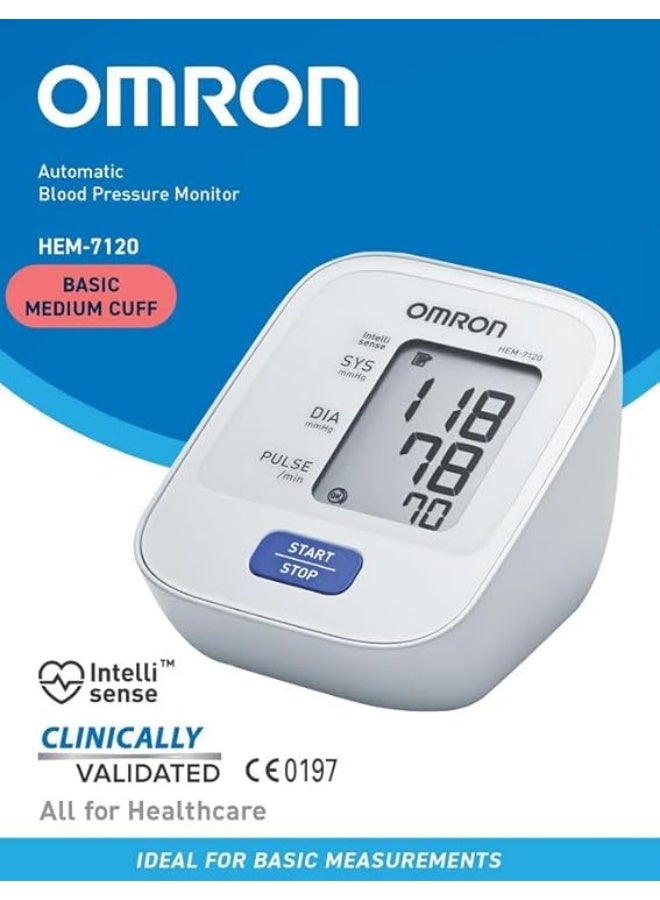 أومرون جهاز قياس ضغط الدم الرقمي الأوتوماتيكي بالكامل Omron HEM 7120 بتقنية Intellisense لقياس دقيق للغاية - محيط الذراع - Image 4