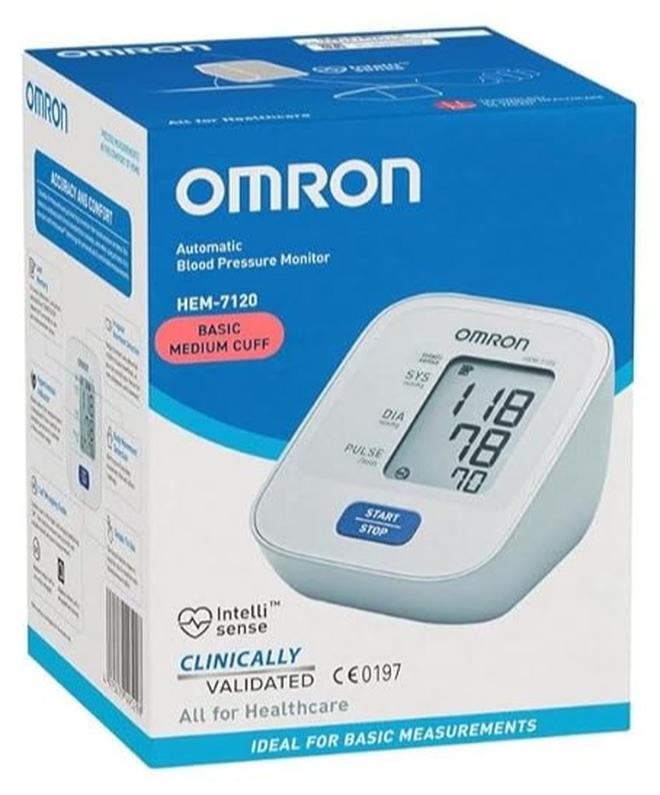 أومرون جهاز قياس ضغط الدم الرقمي الأوتوماتيكي بالكامل Omron HEM 7120 بتقنية Intellisense لقياس دقيق للغاية - محيط الذراع - Image 1