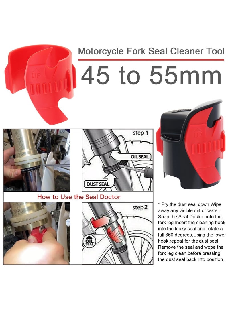 SYOSI Motorcycle Fork Seal Saver Cleaner, Front Fork Seal Cleaning Tool, Shock Absorber Repair Tool for 45mm-55mm Forks, Maintains Suspension Performance, Easy to Use and Durable (Red) - Image 3