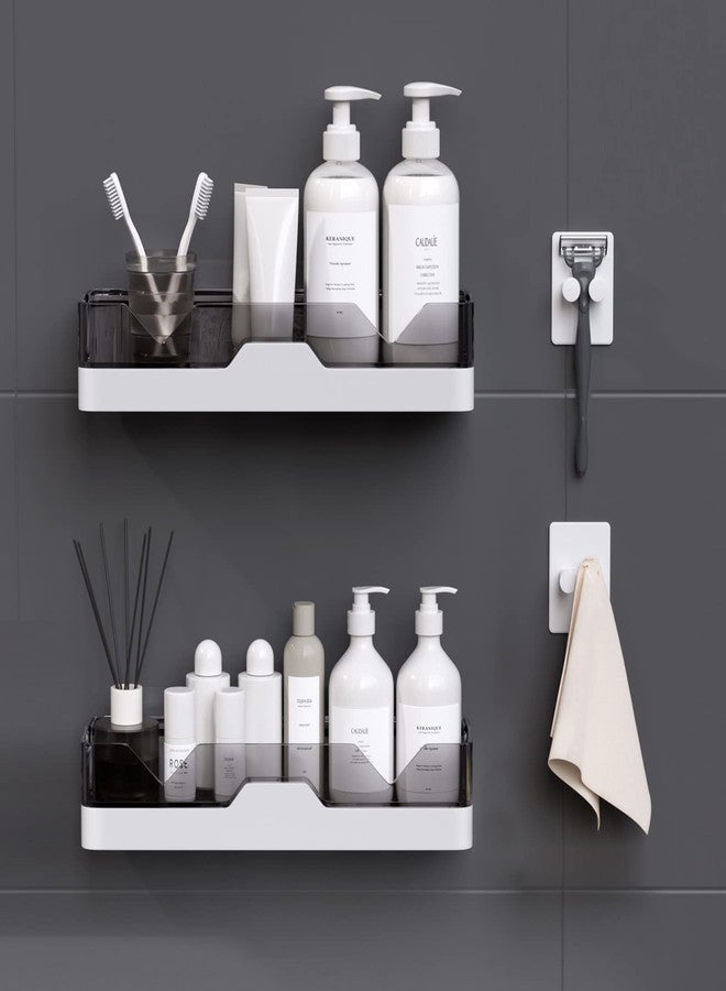 UIFER 2-Pack Adhesive Shower Caddy, Shower Shelves with Hooks, No Drilling Shower Racks for inside shower & Kitchen Storage - Image 2
