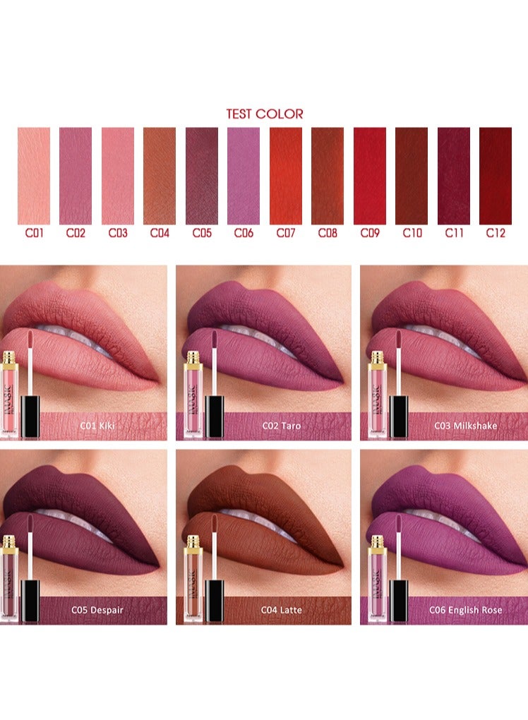 إيماجيك ملمع الشفاه IMAGIC Velvet | 12 لونًا نابضًا بالحياة | تركيبة تدوم طويلاً وذات تصبغ عالي | أداة وضع ناعمة لسهولة الاستخدام (C04 LATTE، 7 مل) - Image 3