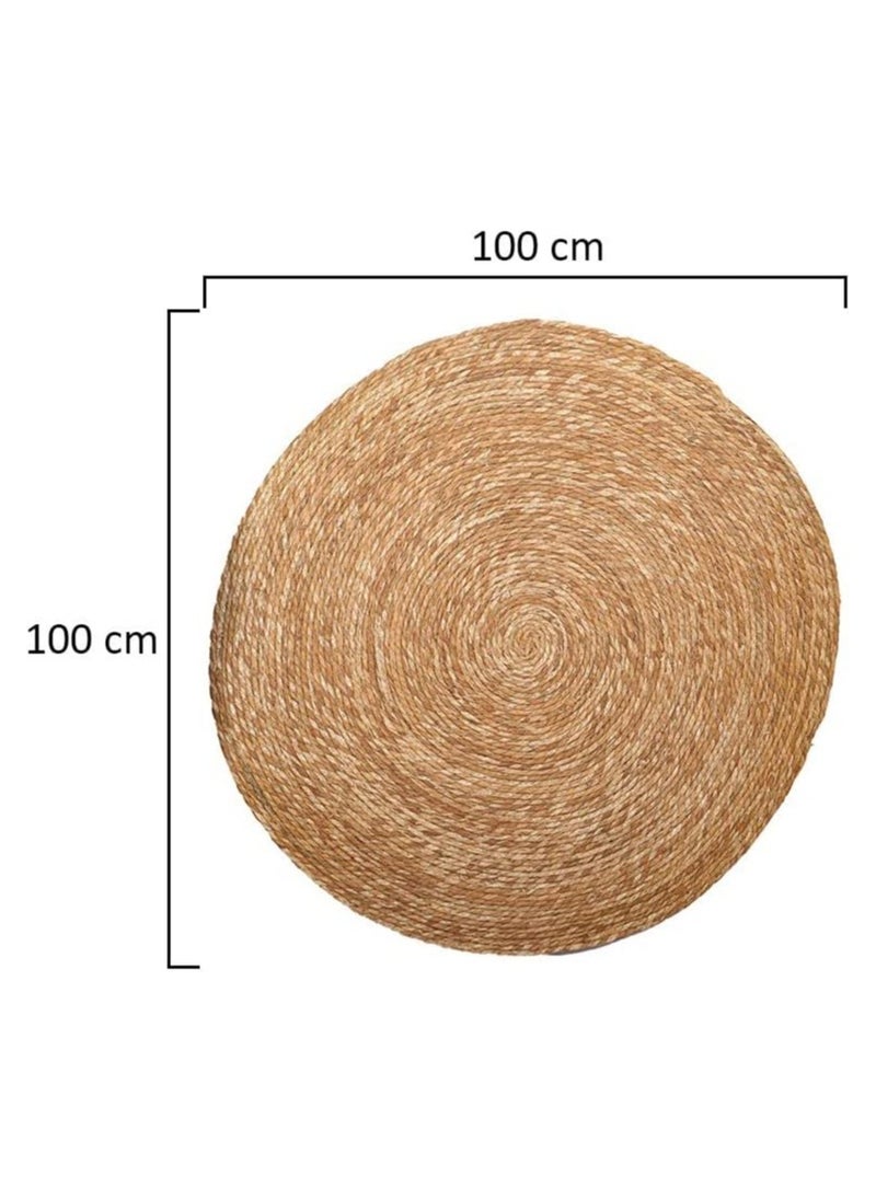 LINGWEI Jute Rug Carpet Floor Mat Round Shape Jute Carpet Hand Woven Natural Jute Rug Hand Braided Round Jute Carpet Doormat Natural Jute Floor Mat For Home Office  - Image 3