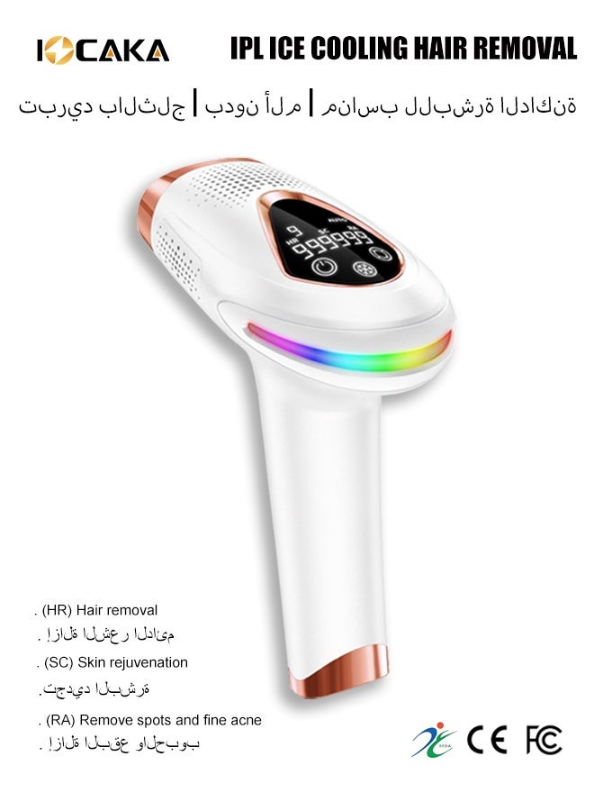 IOCAKA Touch button, White, easy to carry, Ice Compress,3-In-1 Home Laser Hair Removal IPL Hair Smaller size - Image 1