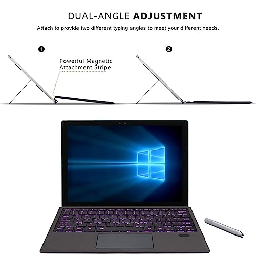 Concept Kart Surface Bluetooth Keyboard with Trackpad & 7-Color LED Backlit, Ultra Slim Rechargeable Keyboard with Touchpad for Surface Pro 7 Plus (2021)/ Pro 7/ Pro 6/ Pro 5/Pro 4/Pro 3 - Image 5