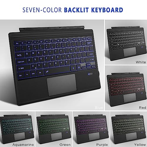 Concept Kart Surface Bluetooth Keyboard with Trackpad & 7-Color LED Backlit, Ultra Slim Rechargeable Keyboard with Touchpad for Surface Pro 7 Plus (2021)/ Pro 7/ Pro 6/ Pro 5/Pro 4/Pro 3 - Image 4