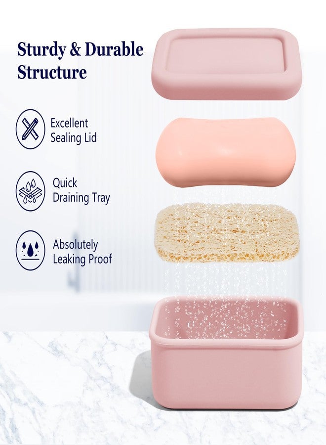HighHerz Leak Proof Silicone Travel Soap Case with Draining Tray - Bar Soap Holder for Travel, Gym & Camping - Mess-Free Portable Soap Container for Carry-on Bags (Light Pink) - Image 5