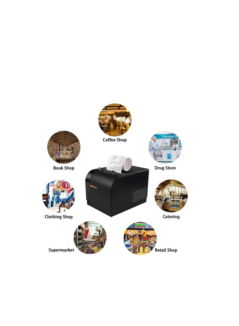 Rongta Thermal Receipt Printer, 80mm Receipt Printers, Thermal Pos Printer with Auto Cutter Support Cash Drawer,USB Serial Ethernet Support ESC/POS, Compatible with Windows/Mac/Linux - Image 3