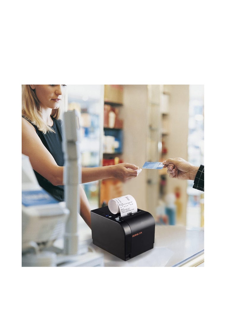 Rongta Thermal Receipt Printer, 80mm Receipt Printers, Thermal Pos Printer with Auto Cutter Support Cash Drawer,USB Serial Ethernet Support ESC/POS, Compatible with Windows/Mac/Linux - Image 4