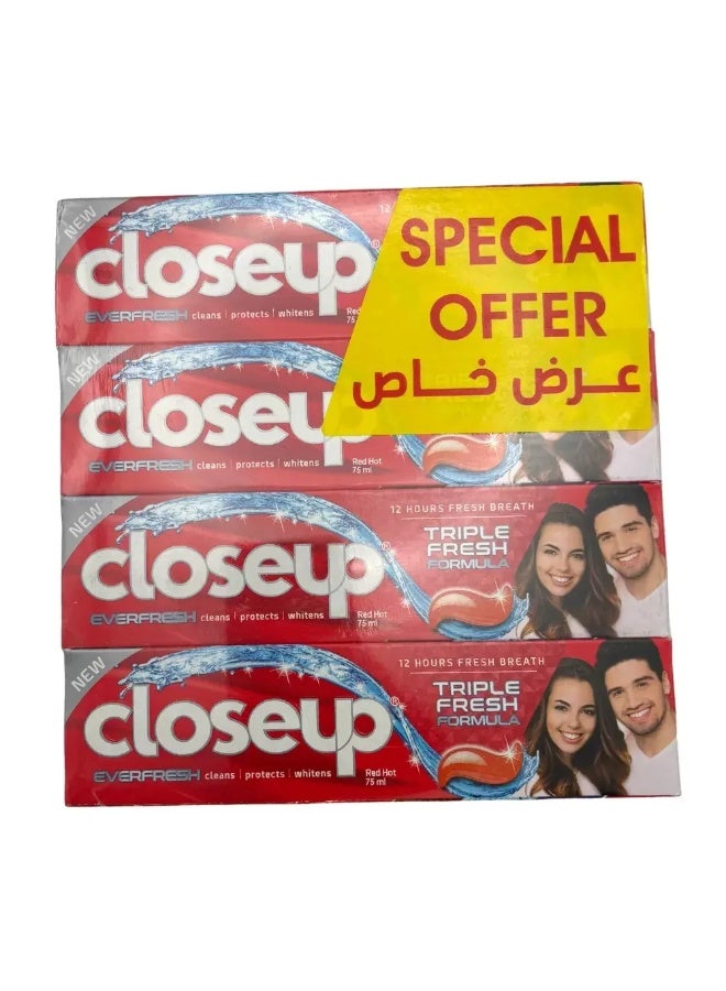 Closeup Everfresh Triple Fresh Formula Toothpaste- 4X75ml