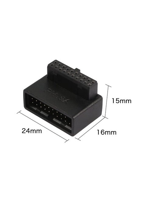 USB 3.0 19/20 Pin 90 Degree Adapter Male to Female L Turn Right Angle Socket for Desktop Motherboard Internal Connector Up Angled(PH19A)