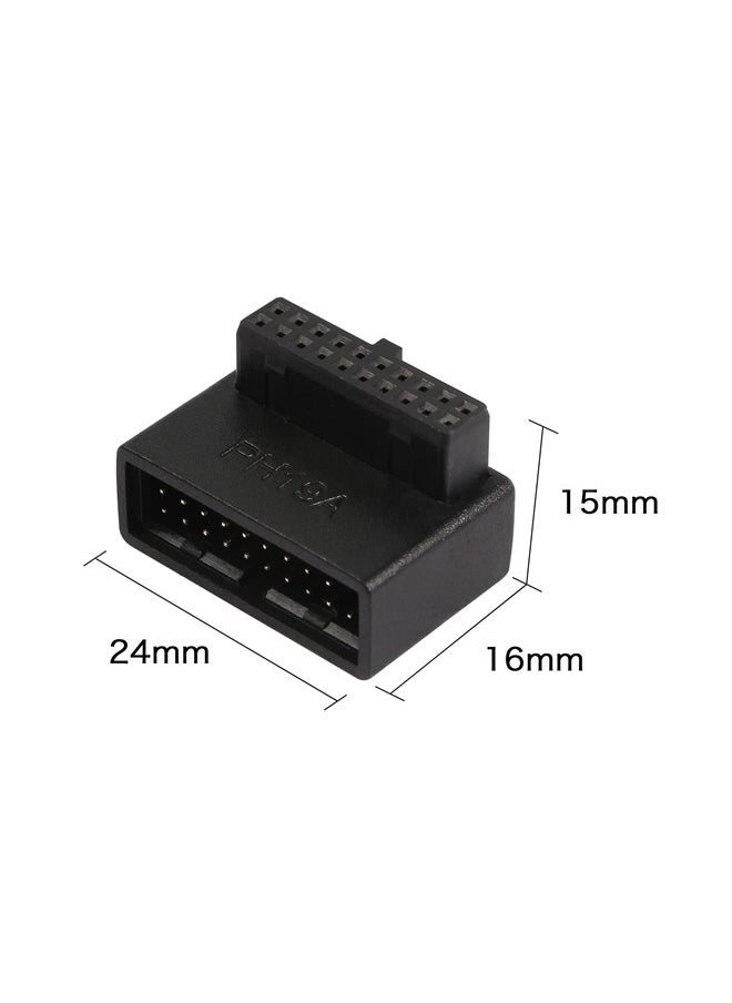 QIANRENON - USB 3.0 19/20 Pin 90 Degree Adapter Male to Female L Turn Right Angle Socket for Desktop Motherboard Internal Connector Up Angled(PH19A) - Image 1
