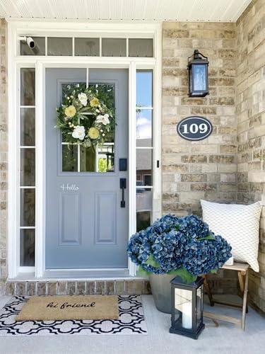 ZYTUYO 5 Pcs Dark Blue Silk Hydrangeas Artificial Flower Boho Dried Touch 20 Faux Hydrangeas for Fall Indoor Home Decor Kitchen Living Room Outdoor Porch Wedding Flower Arrangement - Image 3