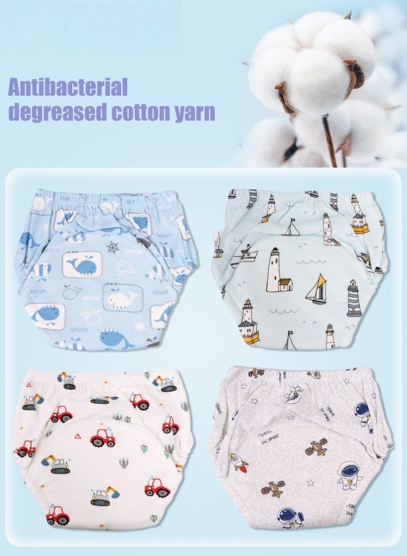 Baby Potty Training Underwear for Boys and Girls 4 Pack Absorbent Training Pants for Toddlers with Printed Reusable Cotton Toilet Training Pants for 12-18kg Kids (2-4 Years) - Image 4