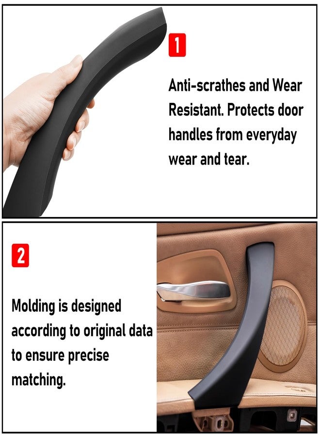 Jaronx أغطية مقابض أبواب متوافقة مع سيارات BMW الفئة الثالثة E90/E91 من جارونكس، 6 قطع من أغطية مقابض سحب الأبواب لسيارات BMW 325i 328i 335i 330i موديلات 2006-2011، مقبض باب الراكب الأيسر والأيمن (أسود) - Image 5
