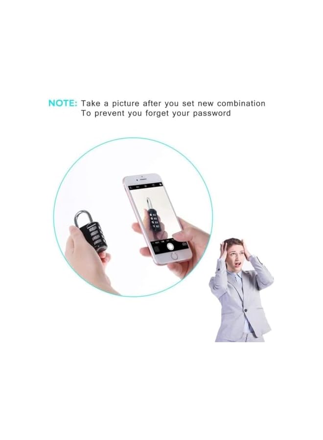PROMASS PROMASS Combination Lock, 2 Pack Waterproof and Heavy Duty Digit Combination Padlock, 2.3 Inch Long Shackle Locker Lock, Black and Red, Luggage Locks for School Gym Locker, Fence, Gate  - Image 5