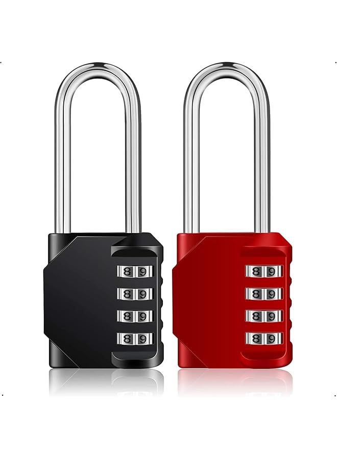 PROMASS PROMASS Combination Lock, 2 Pack Waterproof and Heavy Duty Digit Combination Padlock, 2.3 Inch Long Shackle Locker Lock, Black and Red, Luggage Locks for School Gym Locker, Fence, Gate  - Image 1