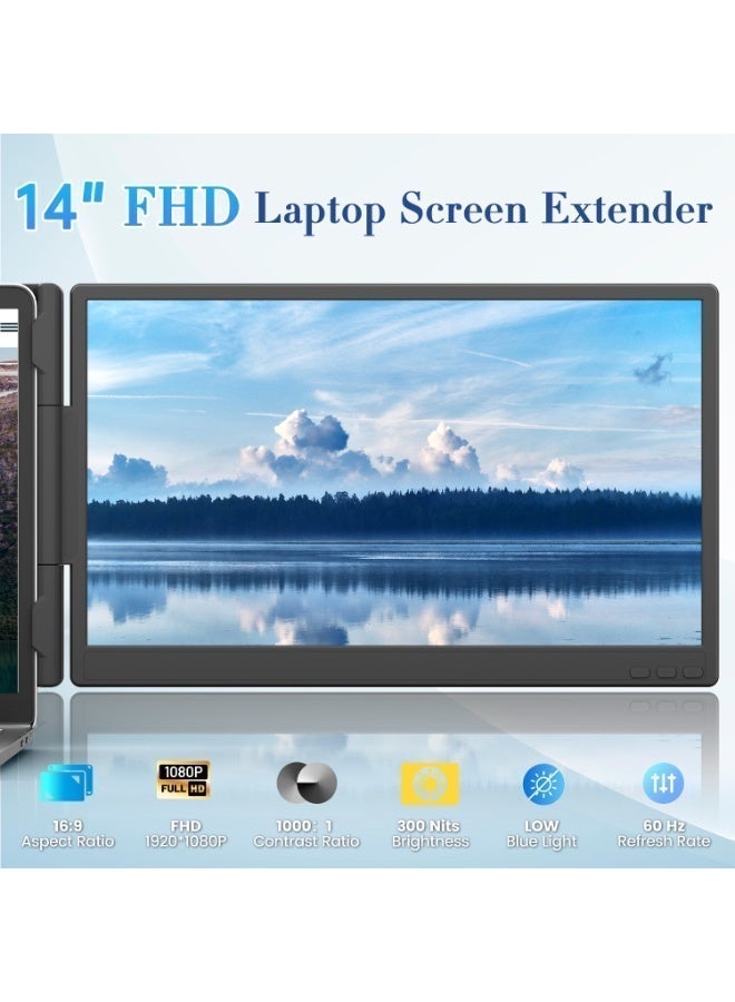Teamgee 14" FHD 1080P Portable Laptop Screen Extender, USB‑C & HDMI Plug & Play, Compatible with 13‑17.3" Laptops Windows Mac Android Switch PS5 - Image 2