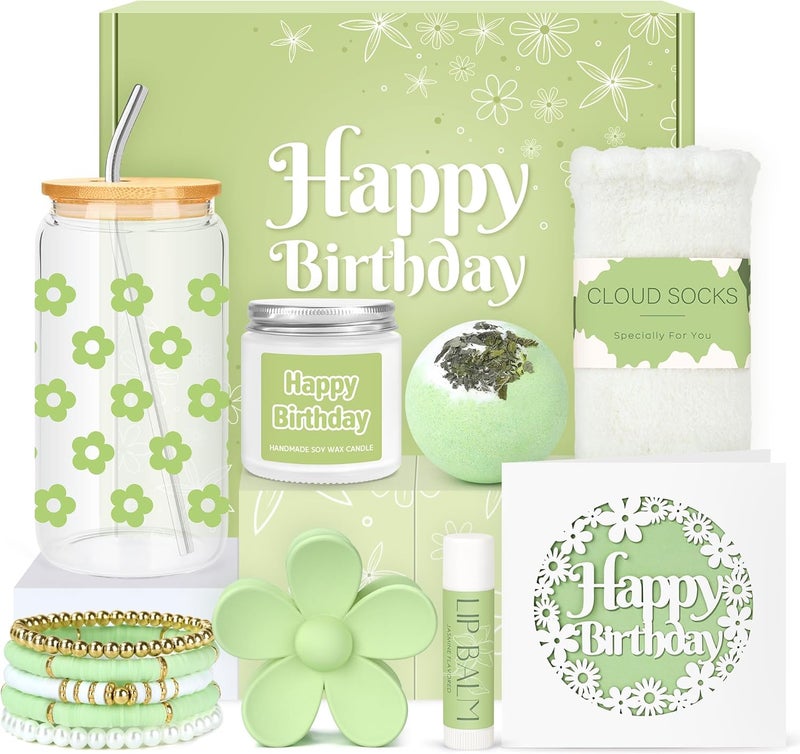 CHESACE Birthday Gifts for Teen Girls, Women, Teenage Girl Birthday Gift Sets for Teen Girls Tween Gifts for Teenage Girl Cute Daisy Aesthetic Glass Cup Gift Basket for Teens, Women, Her, Friend, Sister - Image 1