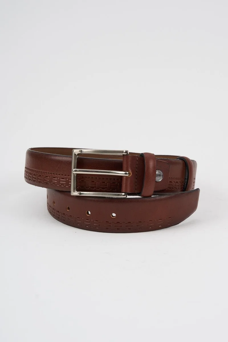 Alexander Gardi Alexandergardi Men's Texture Detailed Patterned Leather Belt (E24-BELT-17)