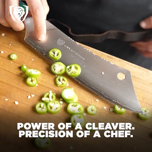 Dalstrong Chef & Cleaver Hybrid Knife - The 'Crixus' - 8 inch - Valhalla Series - 9CR18MOV HC Steel - Celestial Resin & Wood Handle - Razor Sharp Chef's Knife - w/Leather Sheath - Image 5
