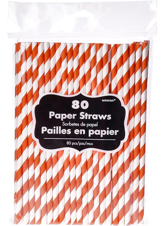 Amscan Orange Peel Paper Straws 80Pcs