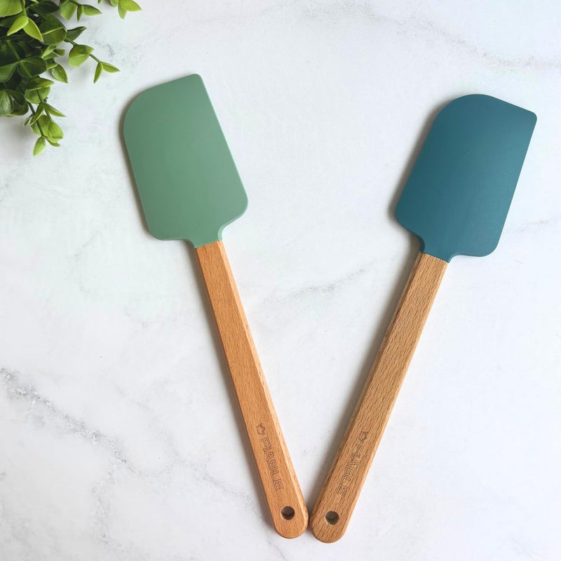 FIABLE FiABLE Premium Silicone Special spatulas for Cooking and Baking Flexible Silicone Tips Food Grade BPA Free Silicone 230C Heat Resistant NonStick Spatula BlueGreen  - Image 2