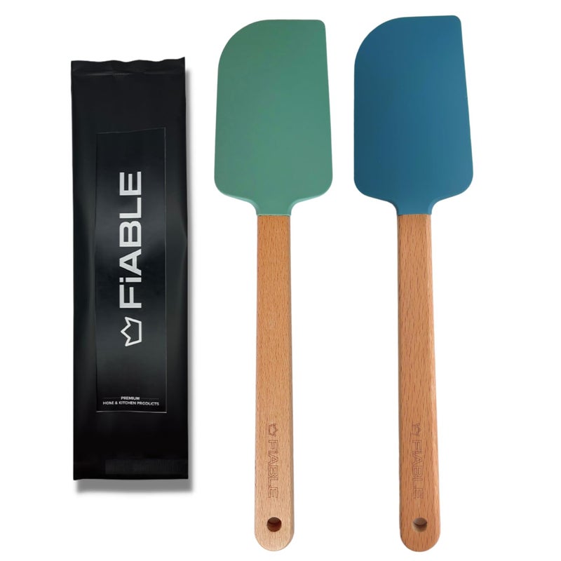 FIABLE FiABLE Premium Silicone Special spatulas for Cooking and Baking Flexible Silicone Tips Food Grade BPA Free Silicone 230C Heat Resistant NonStick Spatula BlueGreen  - Image 1