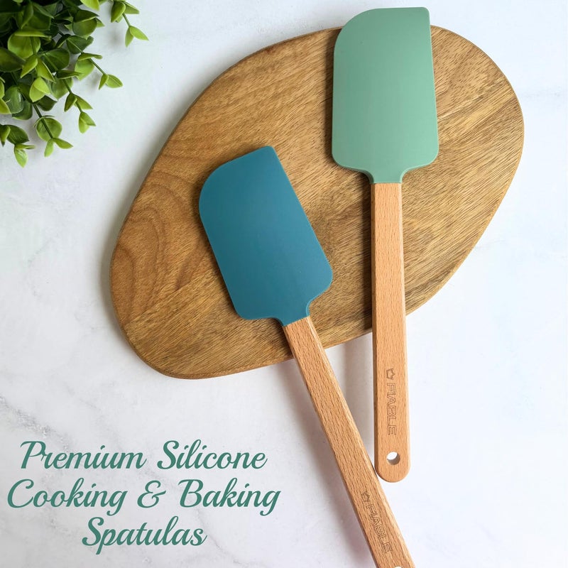 FIABLE FiABLE Premium Silicone Special spatulas for Cooking and Baking Flexible Silicone Tips Food Grade BPA Free Silicone 230C Heat Resistant NonStick Spatula BlueGreen  - Image 4