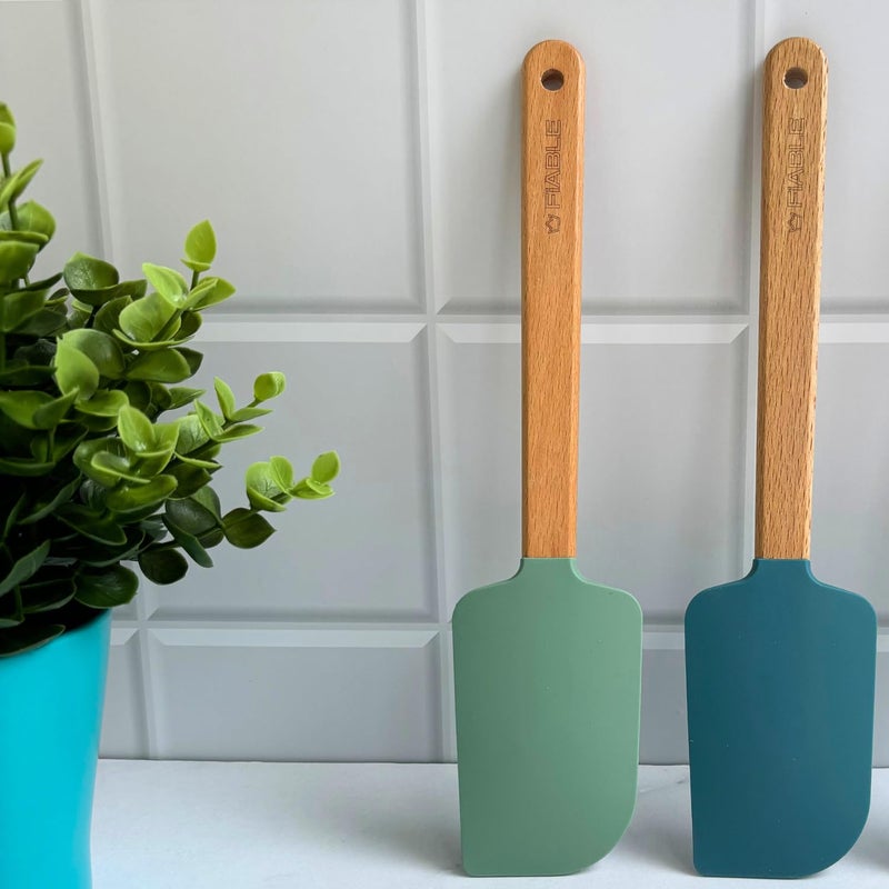 FIABLE FiABLE Premium Silicone Special spatulas for Cooking and Baking Flexible Silicone Tips Food Grade BPA Free Silicone 230C Heat Resistant NonStick Spatula BlueGreen  - Image 5