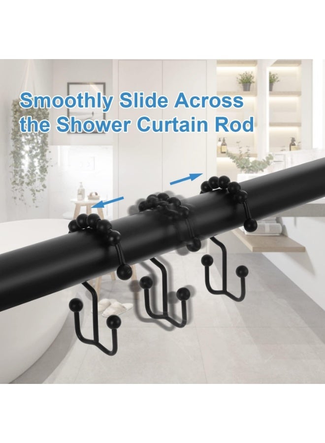 Shower Curtain Hooks Rings, Double Sided Shower Hooks Rust Proof for Bathroom Shower Rods Curtain, Durable Stainless Steel Bathroom Shower Curtain Hangers, Set of 12 (Black) - Image 3