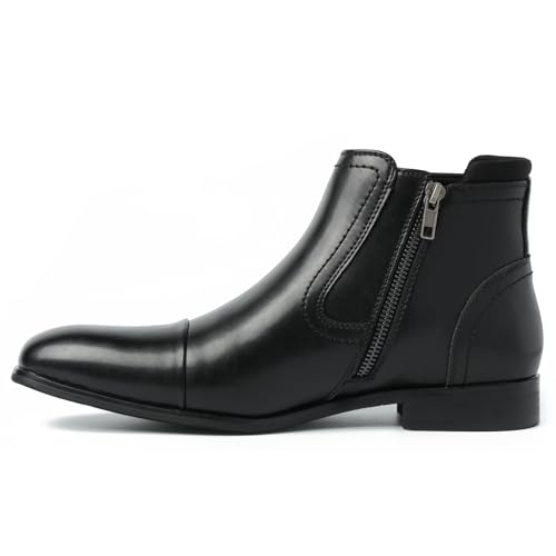 Cestfini Black Chelsea Boots Men Dress Boots with Zipper Casual Men's Leather Chelsea Ankle Boots KELLY11-BLACK-10.5 - Image 3
