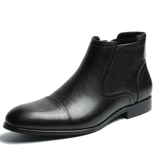 Cestfini Black Chelsea Boots Men Dress Boots with Zipper Casual Men's Leather Chelsea Ankle Boots KELLY11-BLACK-10.5 - Image 1